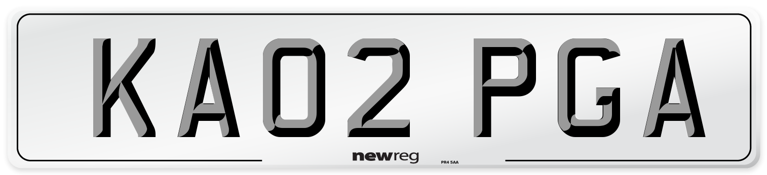 KA02 PGA Number Plate from New Reg